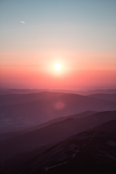 aerial view of mountain during golden hour