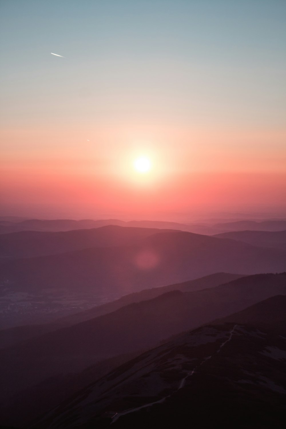 aerial view of mountain during golden hour