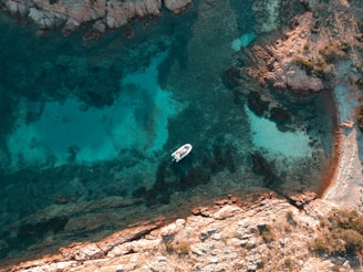 top view of boat on body of water