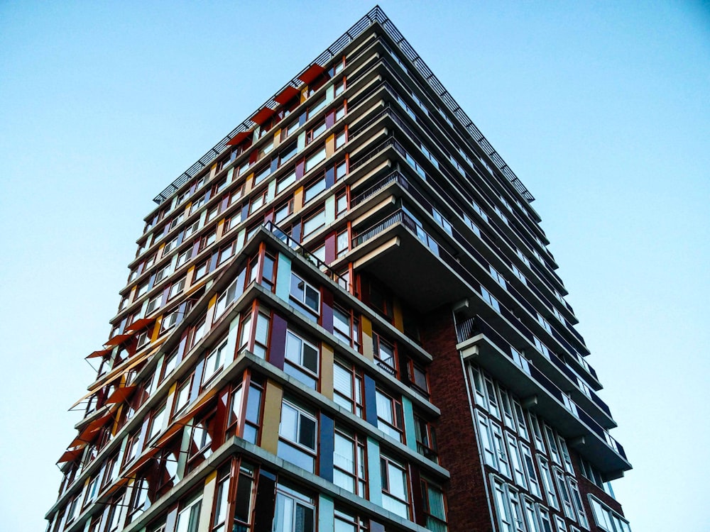 low-angle photography of multicolored building