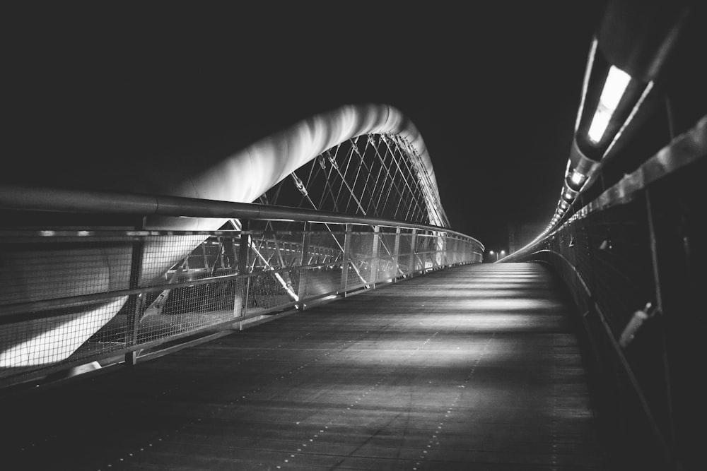 grayscale photo of bridge