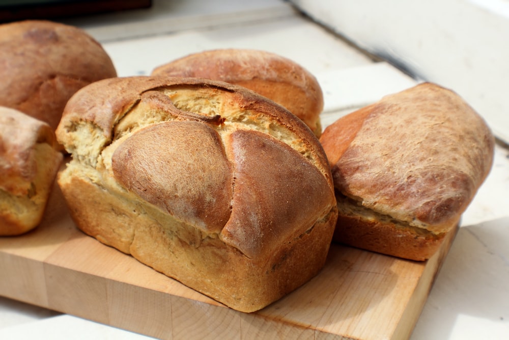 bread on brown wooden tray