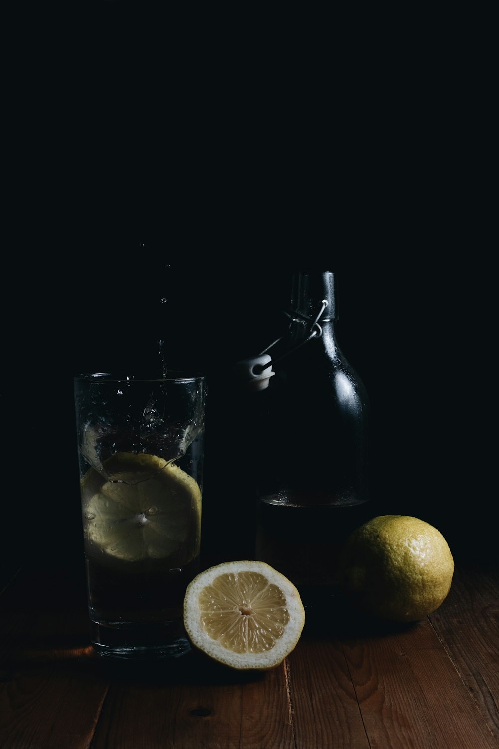 lemon on drinking glass