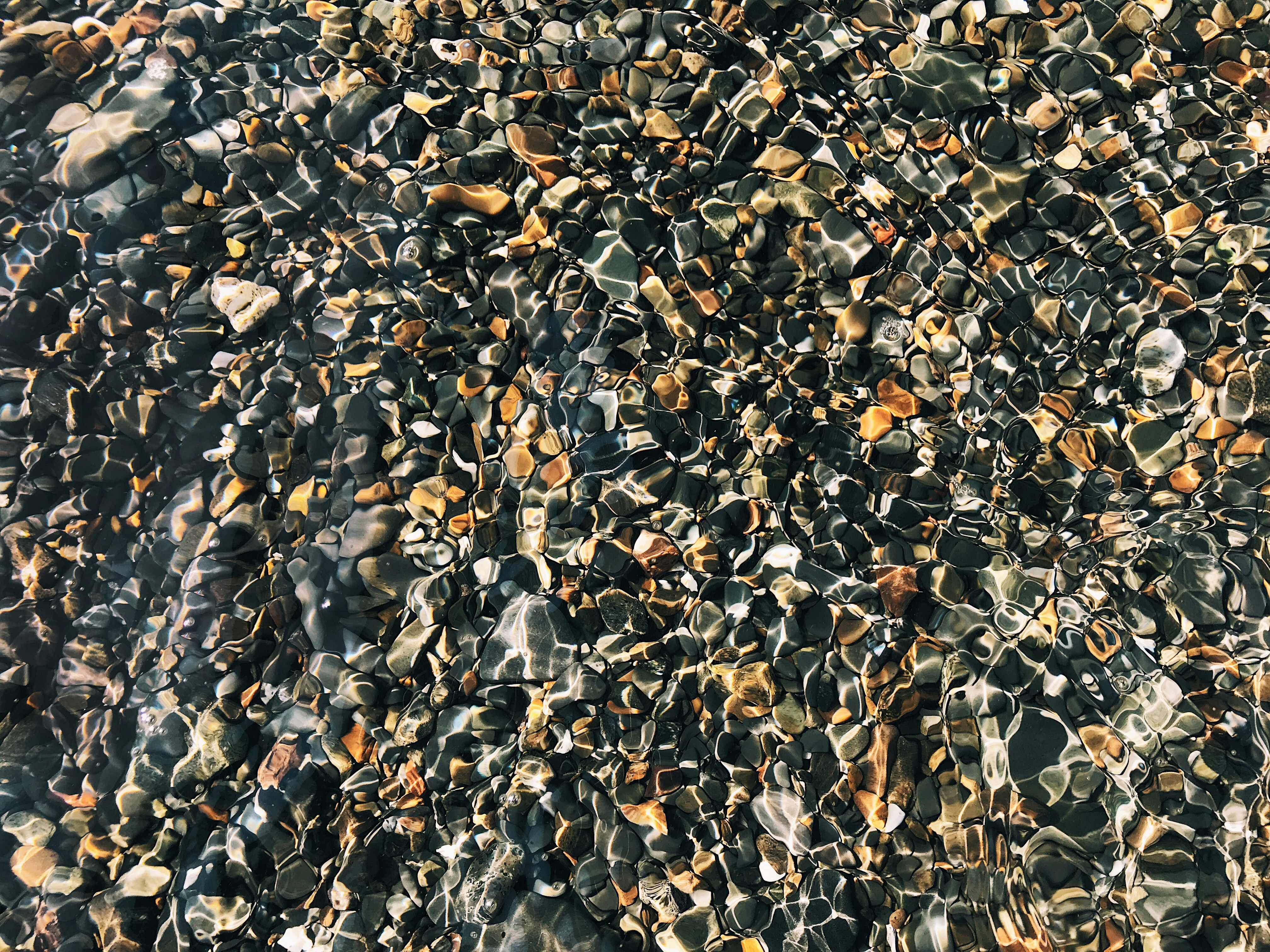 closeup photo of black and brown stone lot