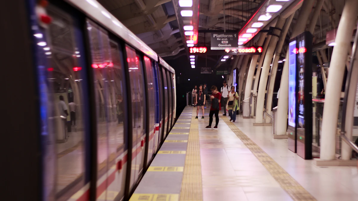 Commuters on a Kelana Jaya Line LRT platform in Kuala Lumpur