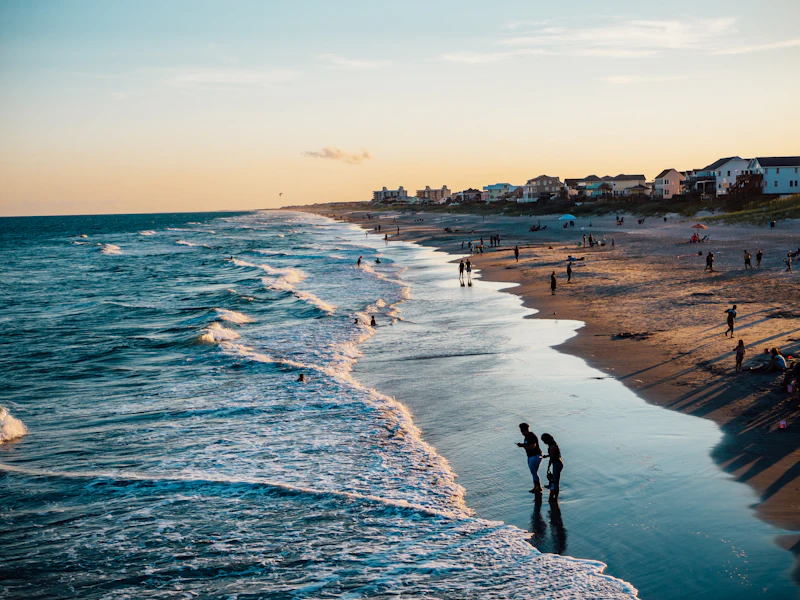Sunset over a fishing pier on the NC coast