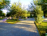 A well-maintained public park with clean pathways.