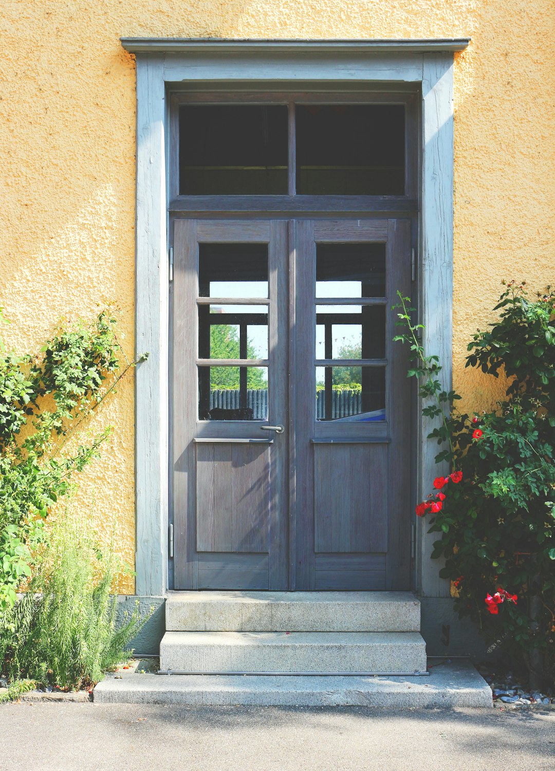 closed gray wooden doors during daytime