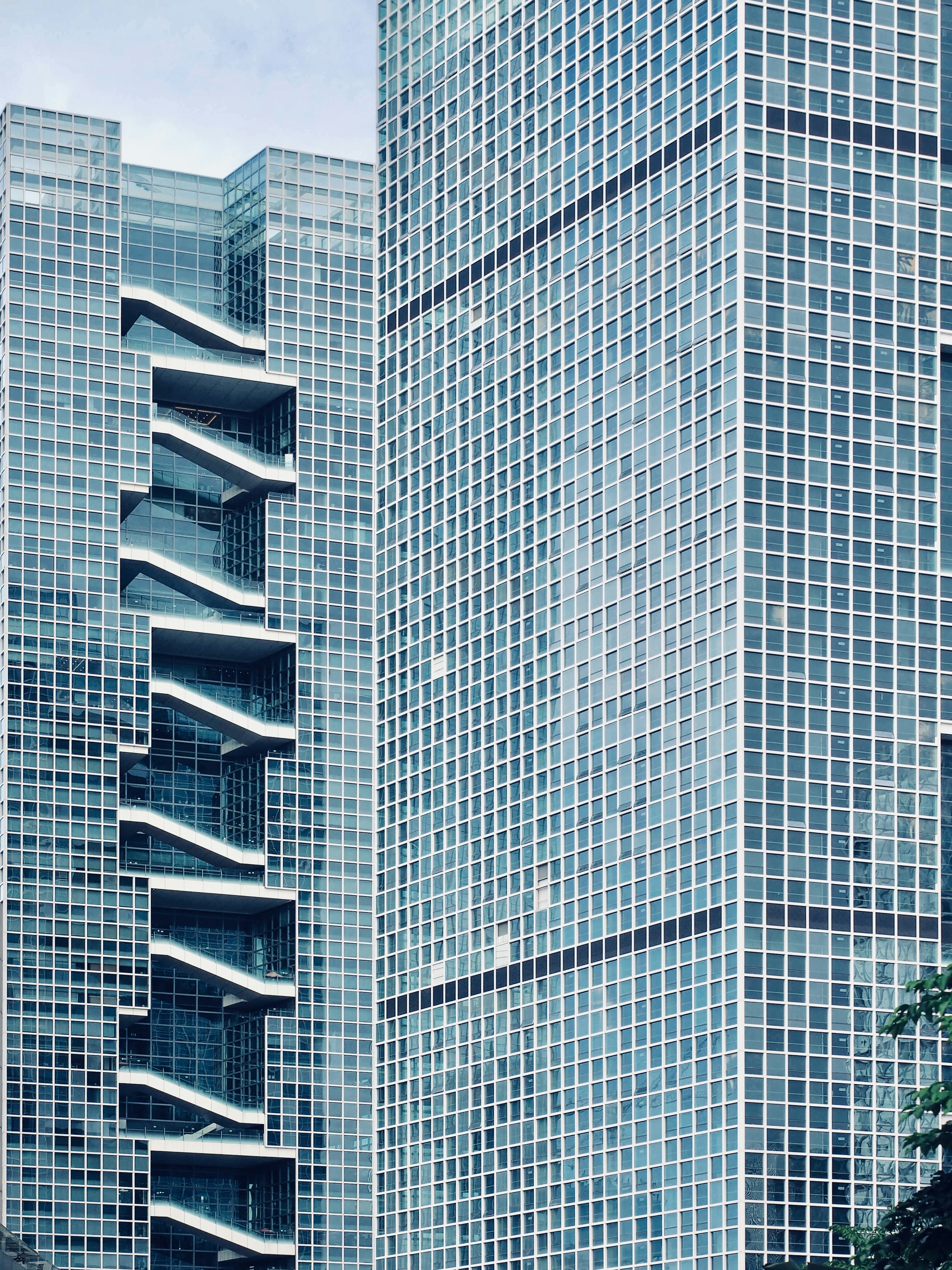 worms eye view of city building