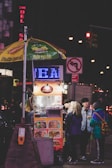 four people buying food