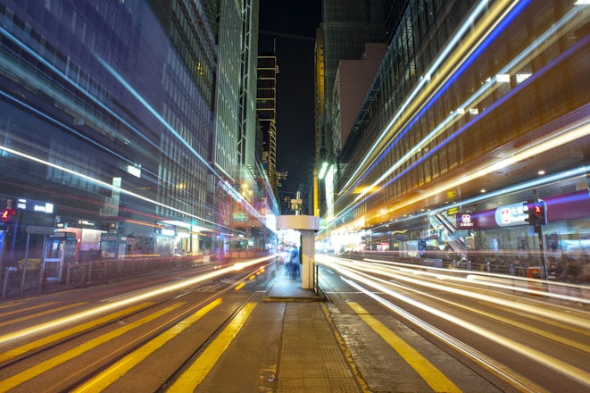 time-lapse photography of street