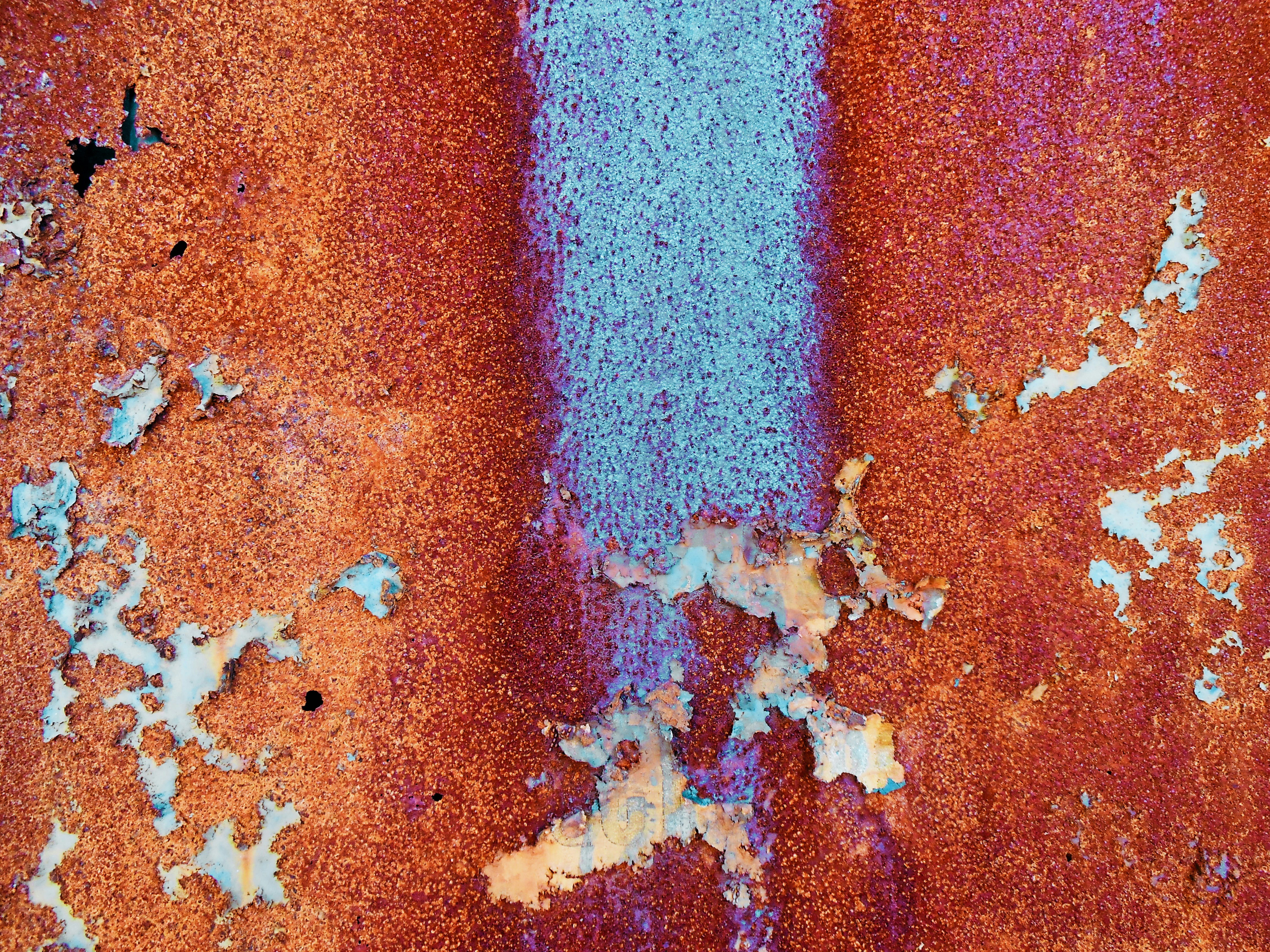 Paint Drip On Weather Beaten Rusted Metal Surface.