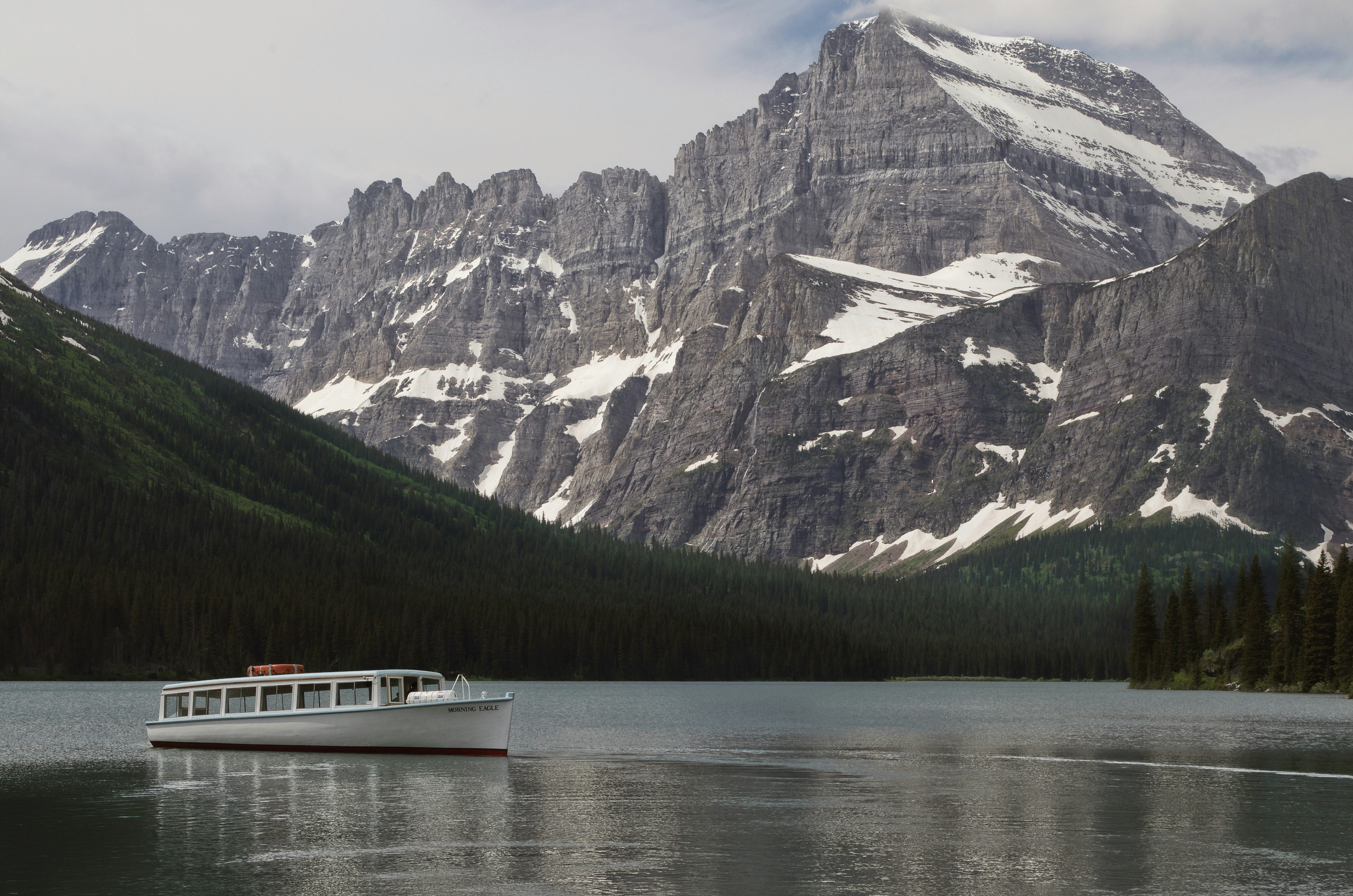 Great start to a morning hike out in glacier national park. The hike up to Grinnell glacier started with a fantastic view of the continental divid and one of the iconic GNP boat co boats, Morning Eagle.