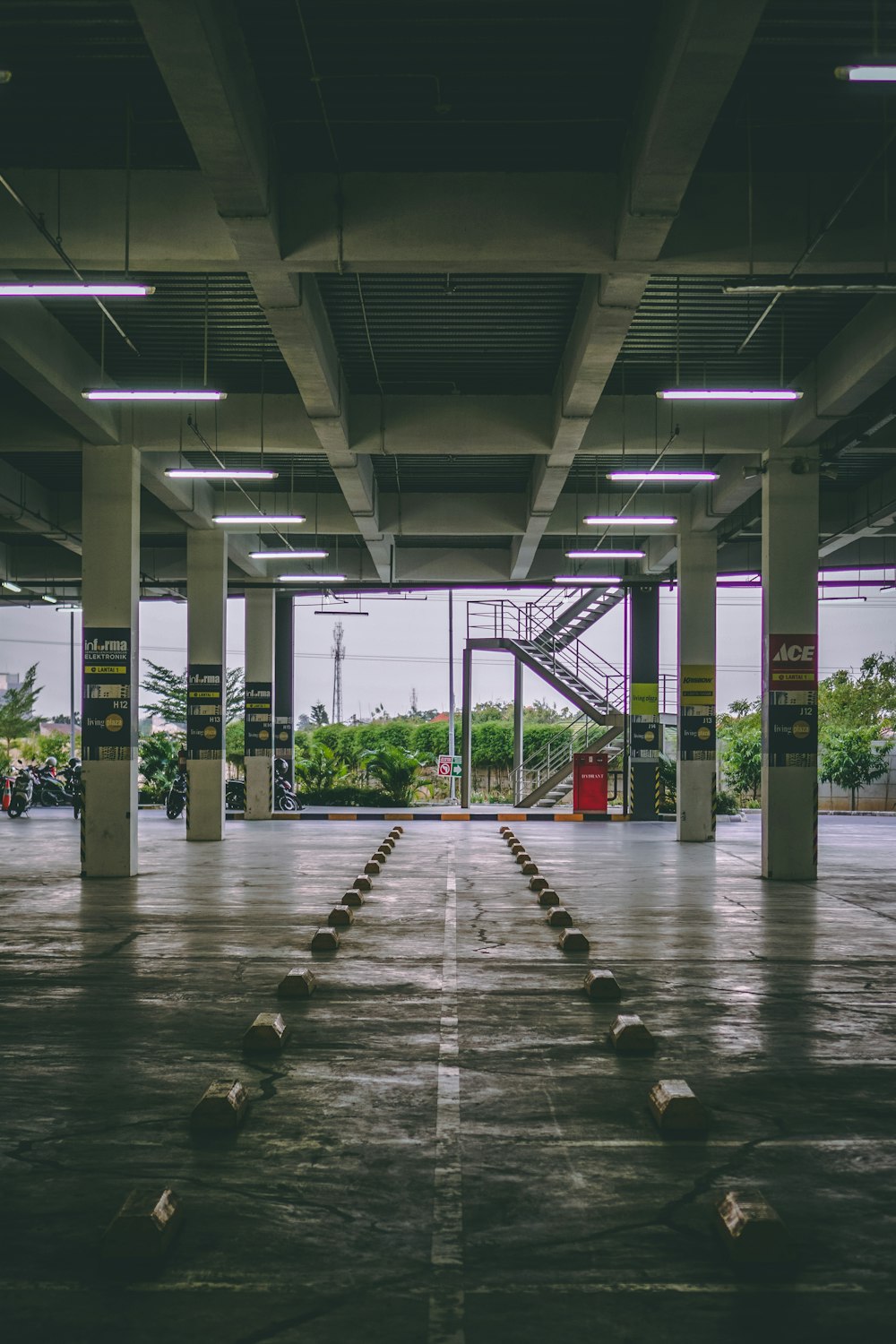 white concrete parking area