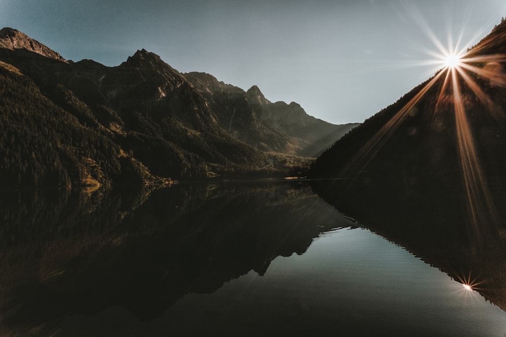 river covered by mountains