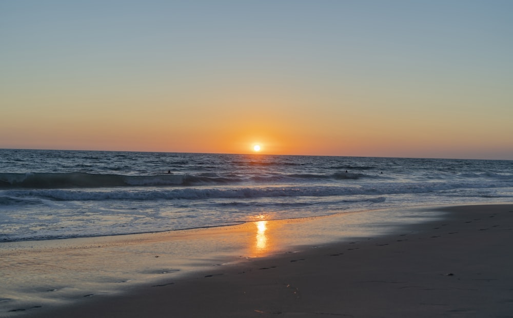 seashore during sunset