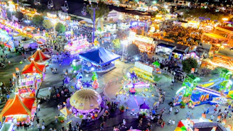 high-angle photography of carnival park
