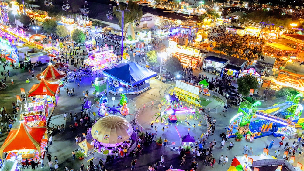 high-angle photography of carnival park