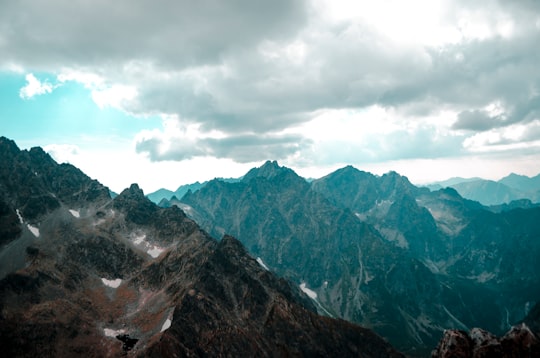 aerial view of mountain under the cloudy sky in Dolina Białej Wody Slovakia