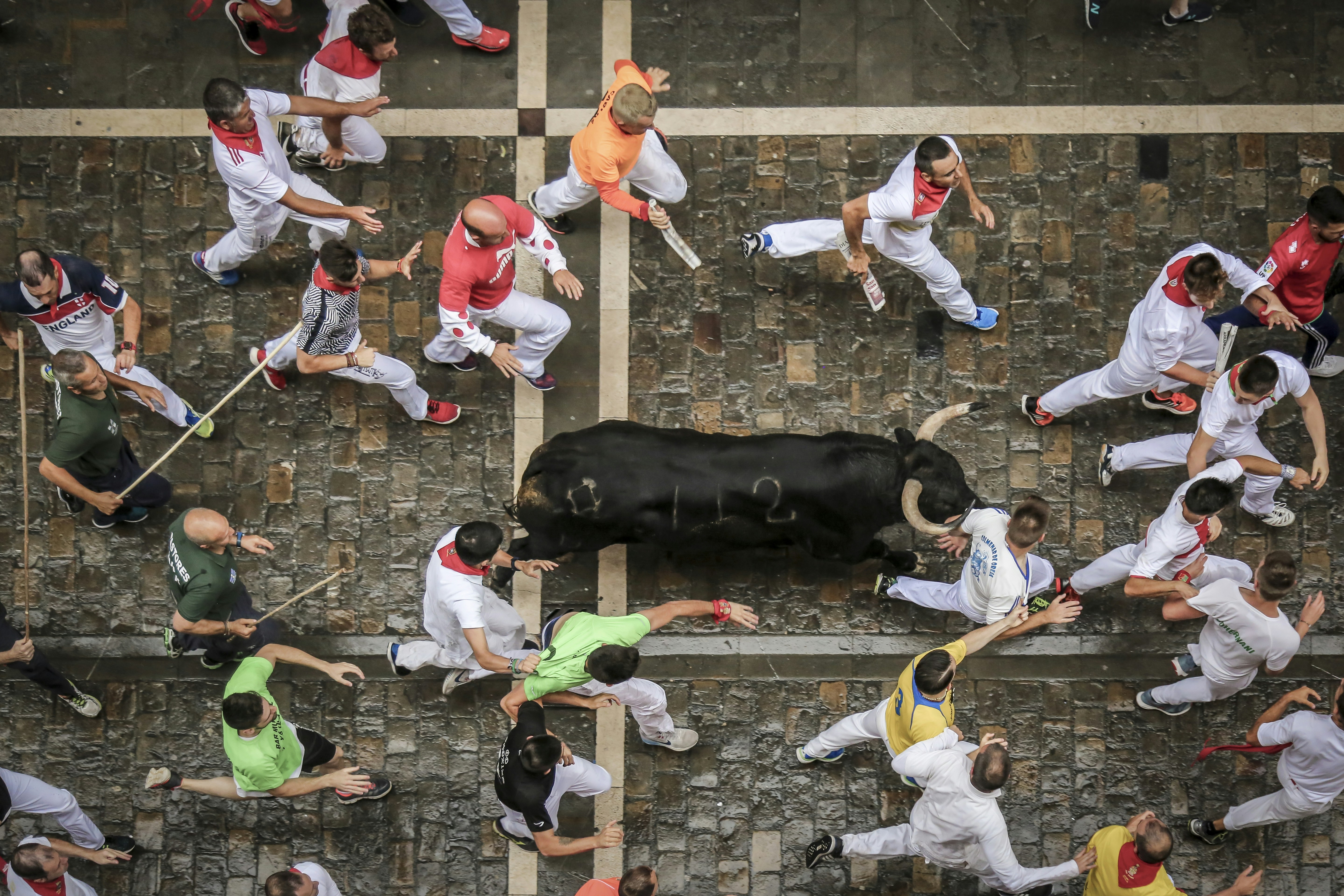 Pamplona bull run festival in Spain