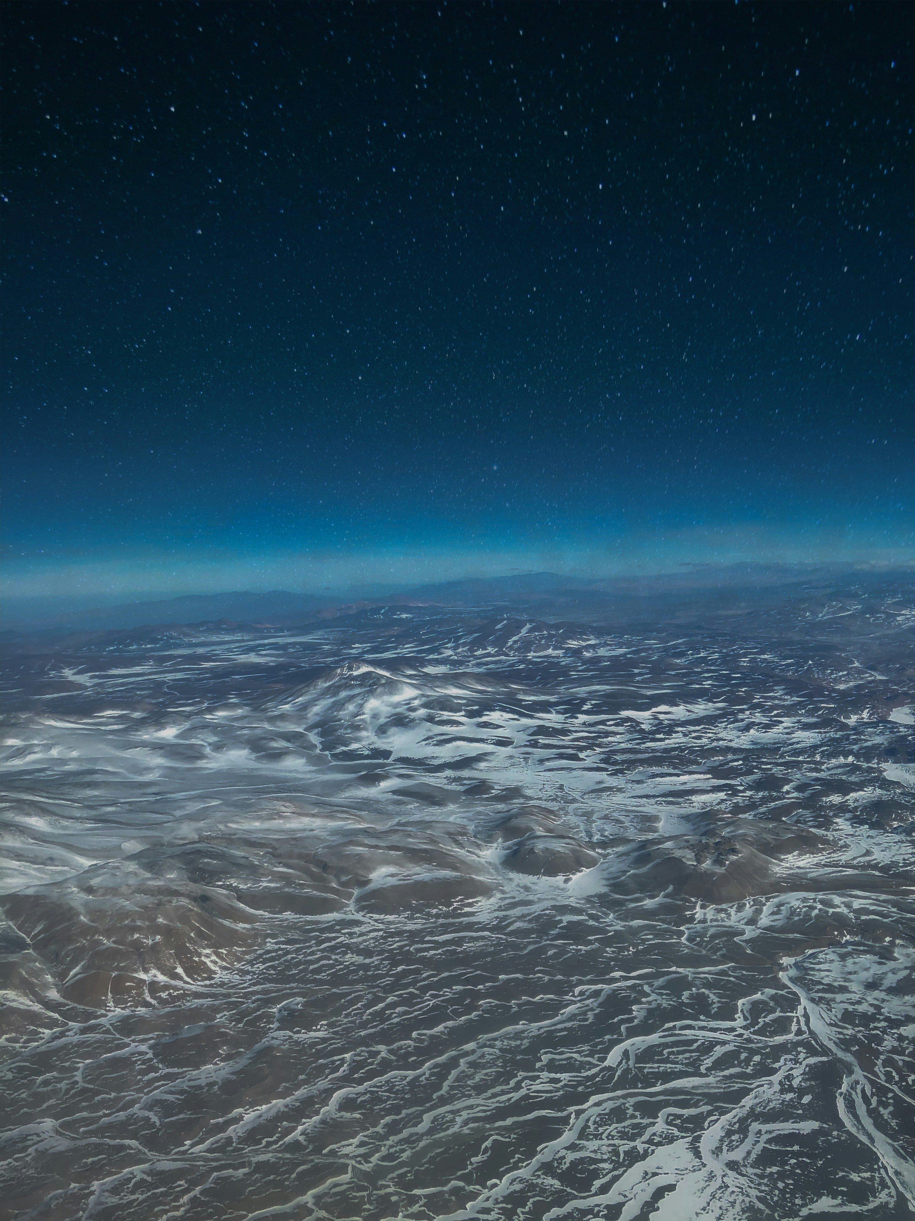 aerial view of mountain during night time