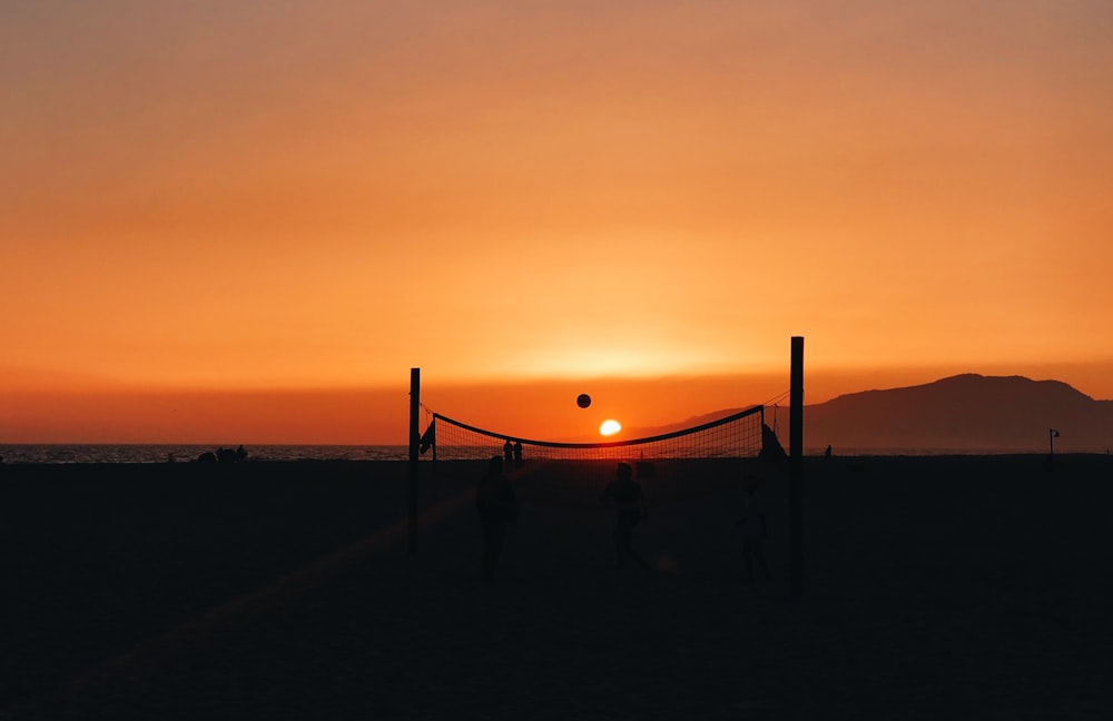 deserted beach with volleyball net