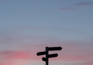 silhouette of a road signage during golden hour