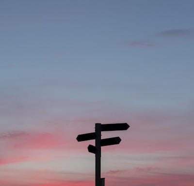 silhouette of a road signage during golden hour