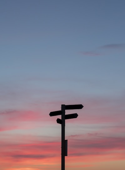 silhouette of a road signage during golden hour