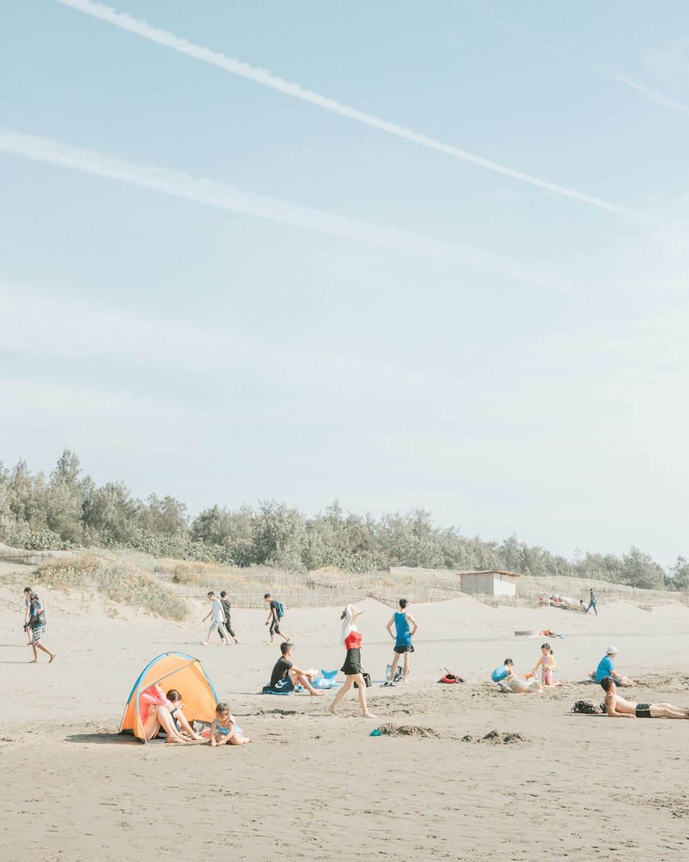 people staying on shore