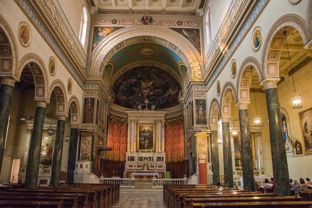 white and green cathedral interior