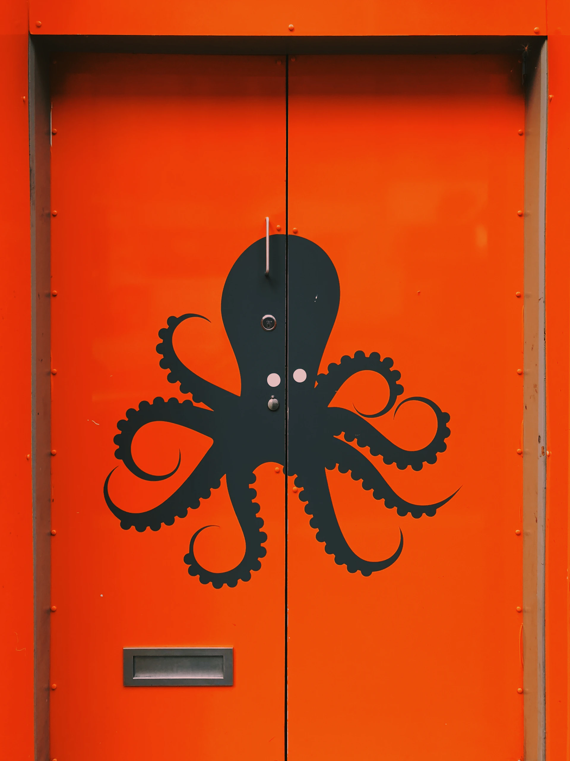 closed red door