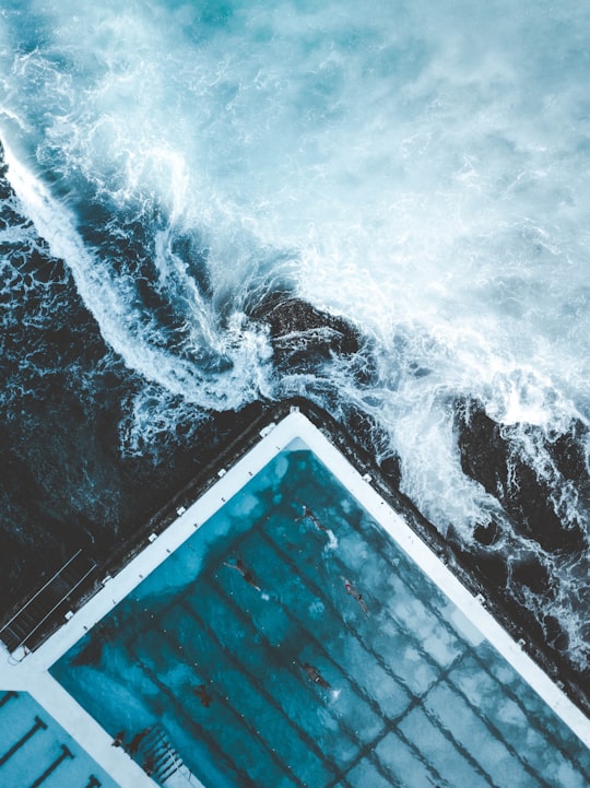 aerial view of ocean beside dock in Bondi Beach Australia