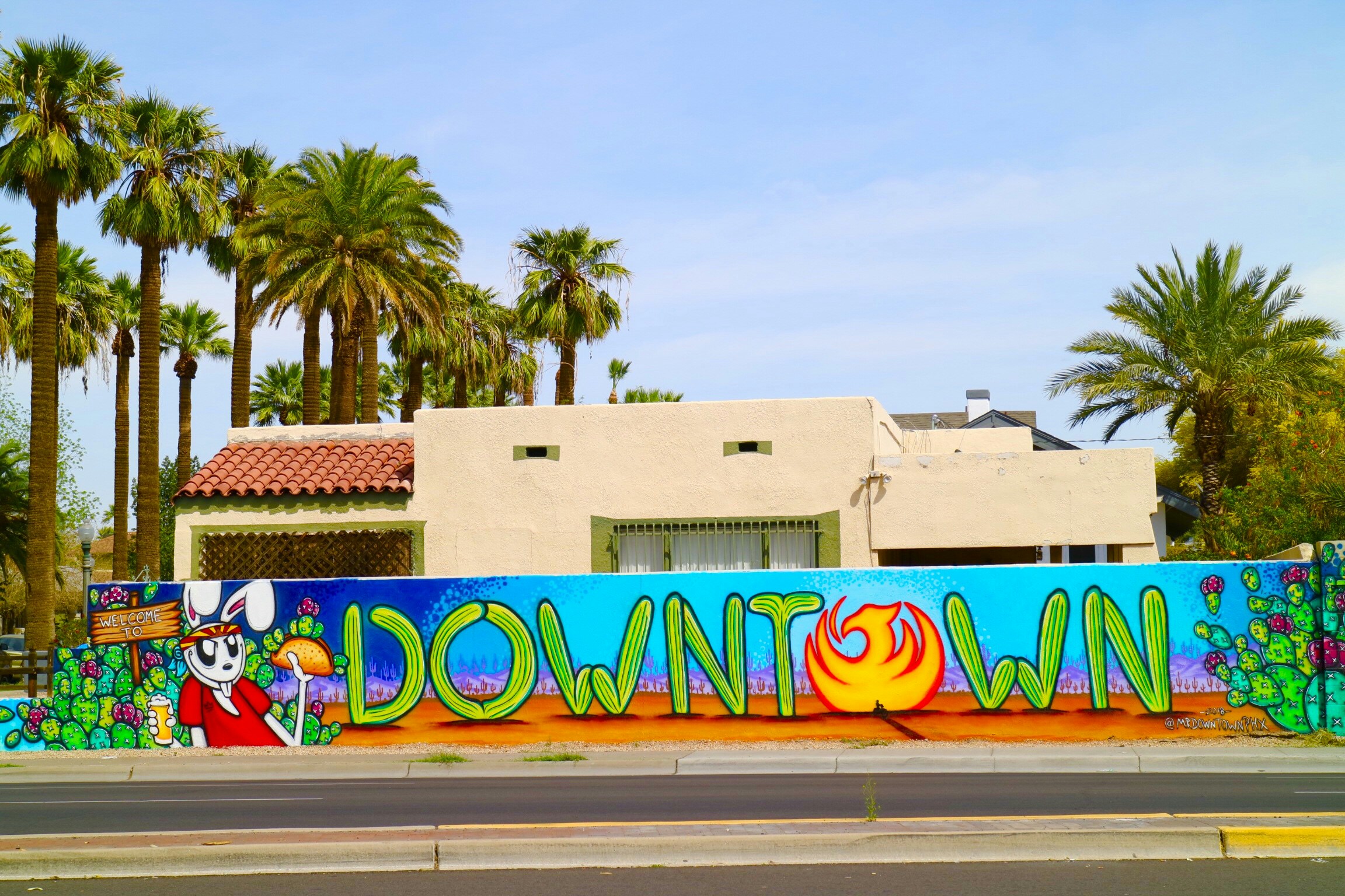 white concrete house near trees at daytime, Downtown in the desert 🌵