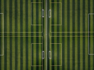 an aerial view of a soccer field from above