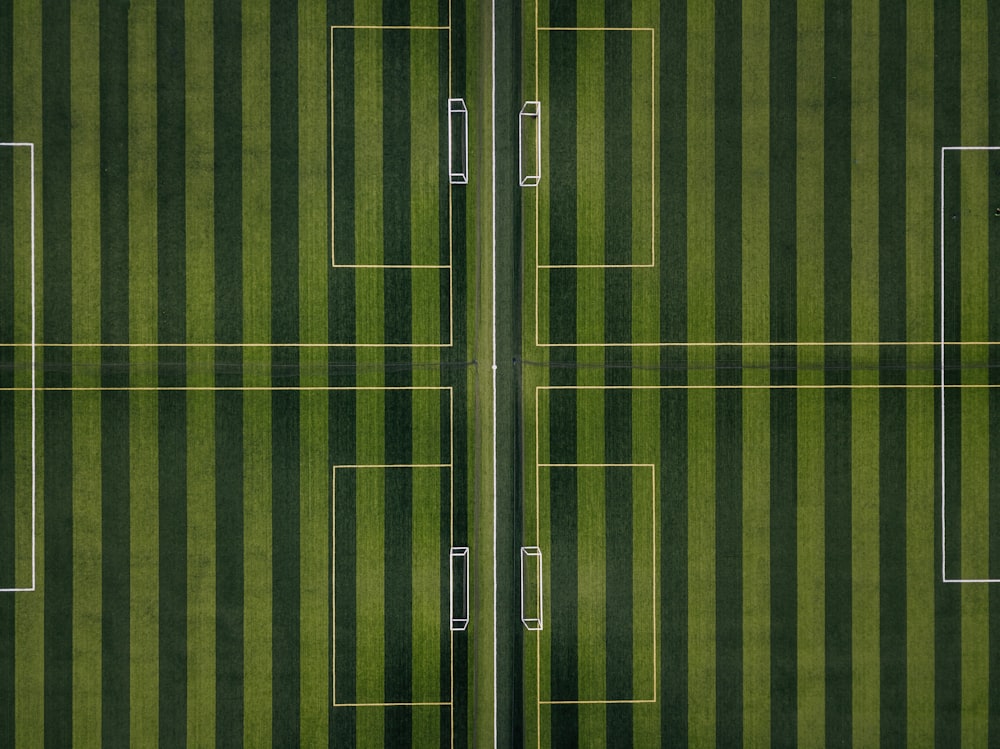 an aerial view of a soccer field from above