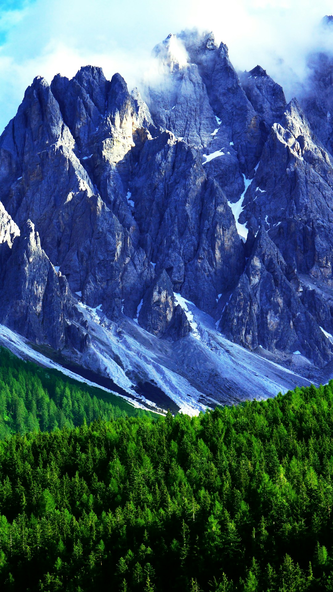 aerial photo of alpine mountain surrounded by trees