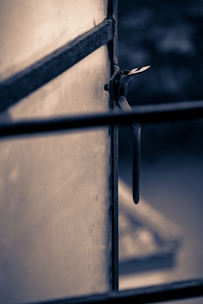 Decorative window latches in matte black finish on a white frame.