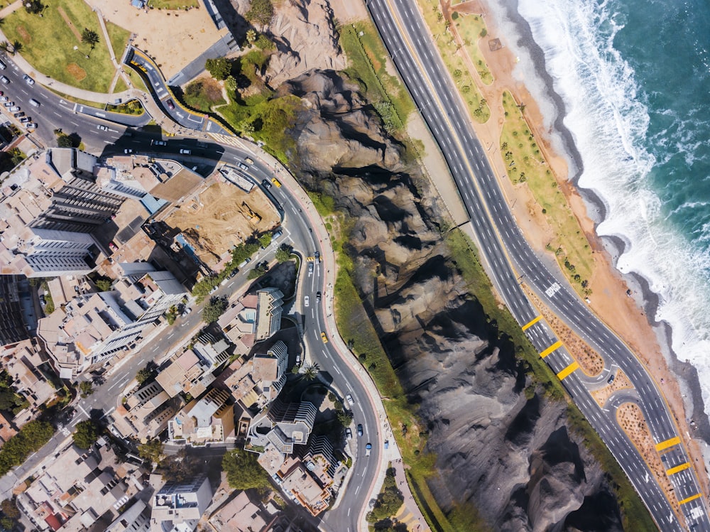 bird's eye view of beach