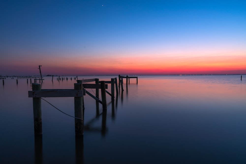 brown wooden frame on water