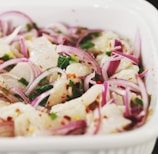 white ceramic bowl with onion dish