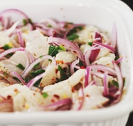 white ceramic bowl with onion dish