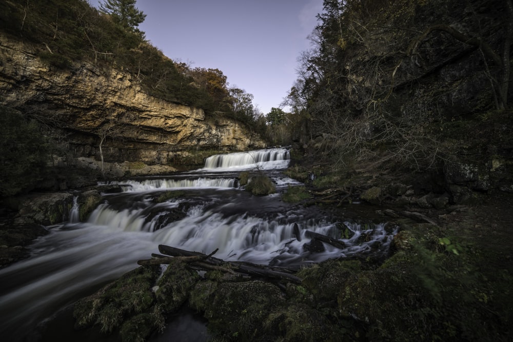 time-lapse photography of water falls