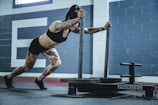 woman doing workout in room