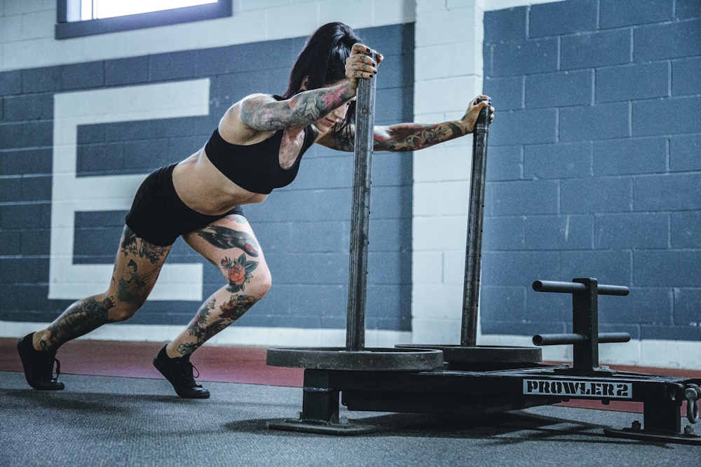 woman doing workout in room