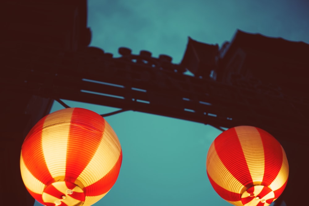 two red candle lanterns