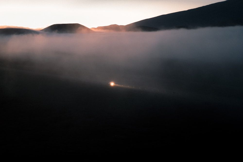 mountain with clouds