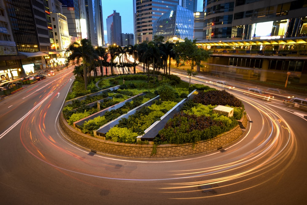 time lapse photography of road