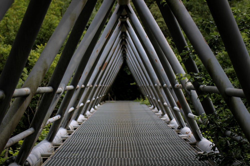 empty gray metal bridge