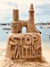 sand castle beside body of water